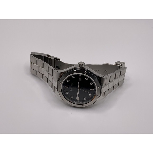 Bulova Men's Quartz Diamond Accent Black Dial Date Display 44mm Watch 98D103 - Picture 15 of 16